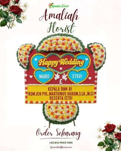 Karangan Papan Bunga Pernikahan di Wawonasa